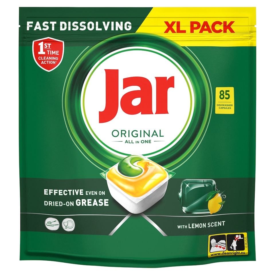 Jar Original All In One Kapsle Do Automatické Myčky Nádobí Lemon, 85 ks