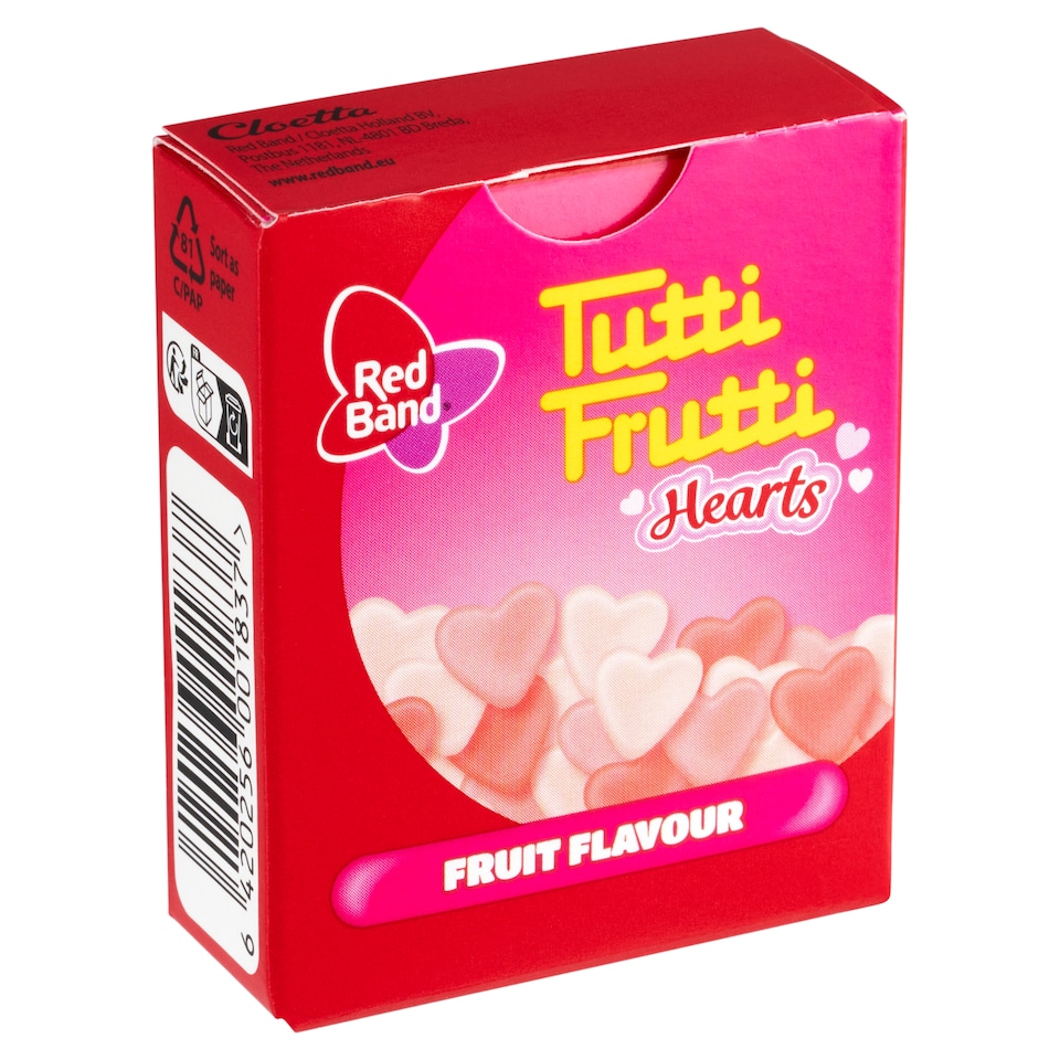 Red Band Tutti Frutti Hearts želé pastilky s ovocnou příchutí 15g