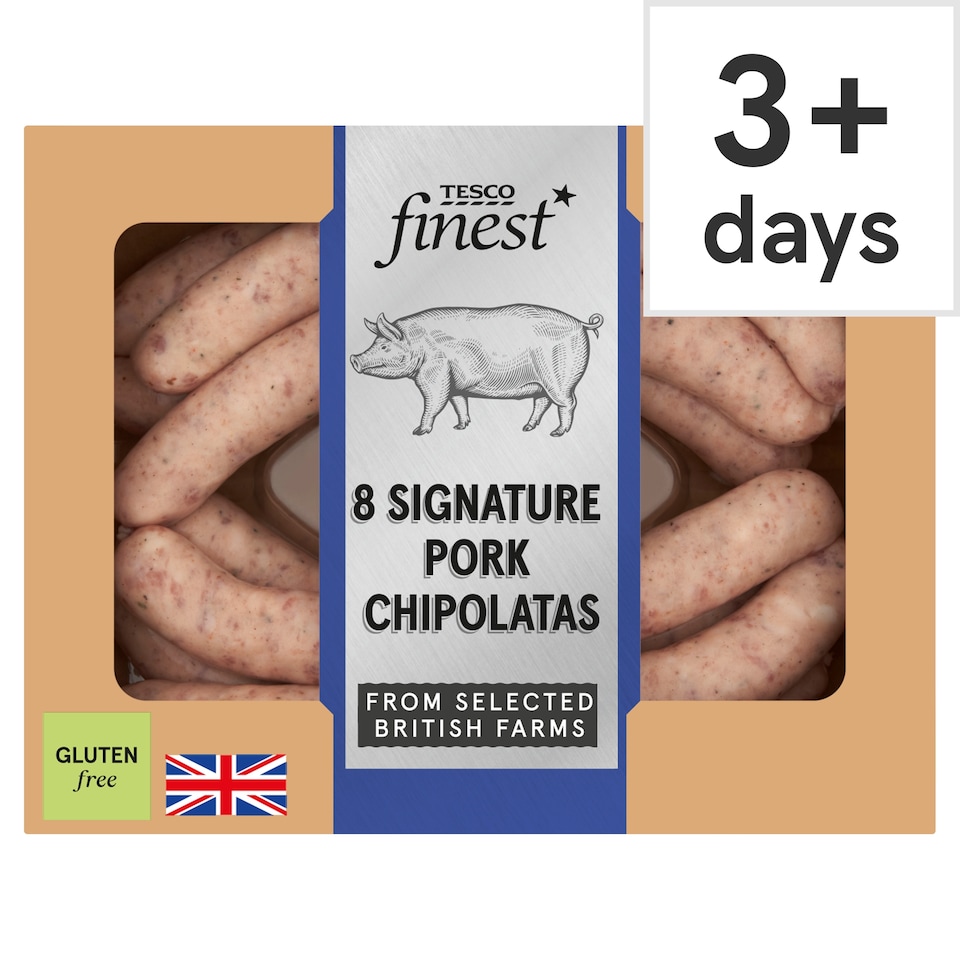 Tesco Finest Signature 8 Pork Chipolatas 440g
