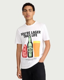 F&F Pure Cotton Lager Than Life T-Shirt in White