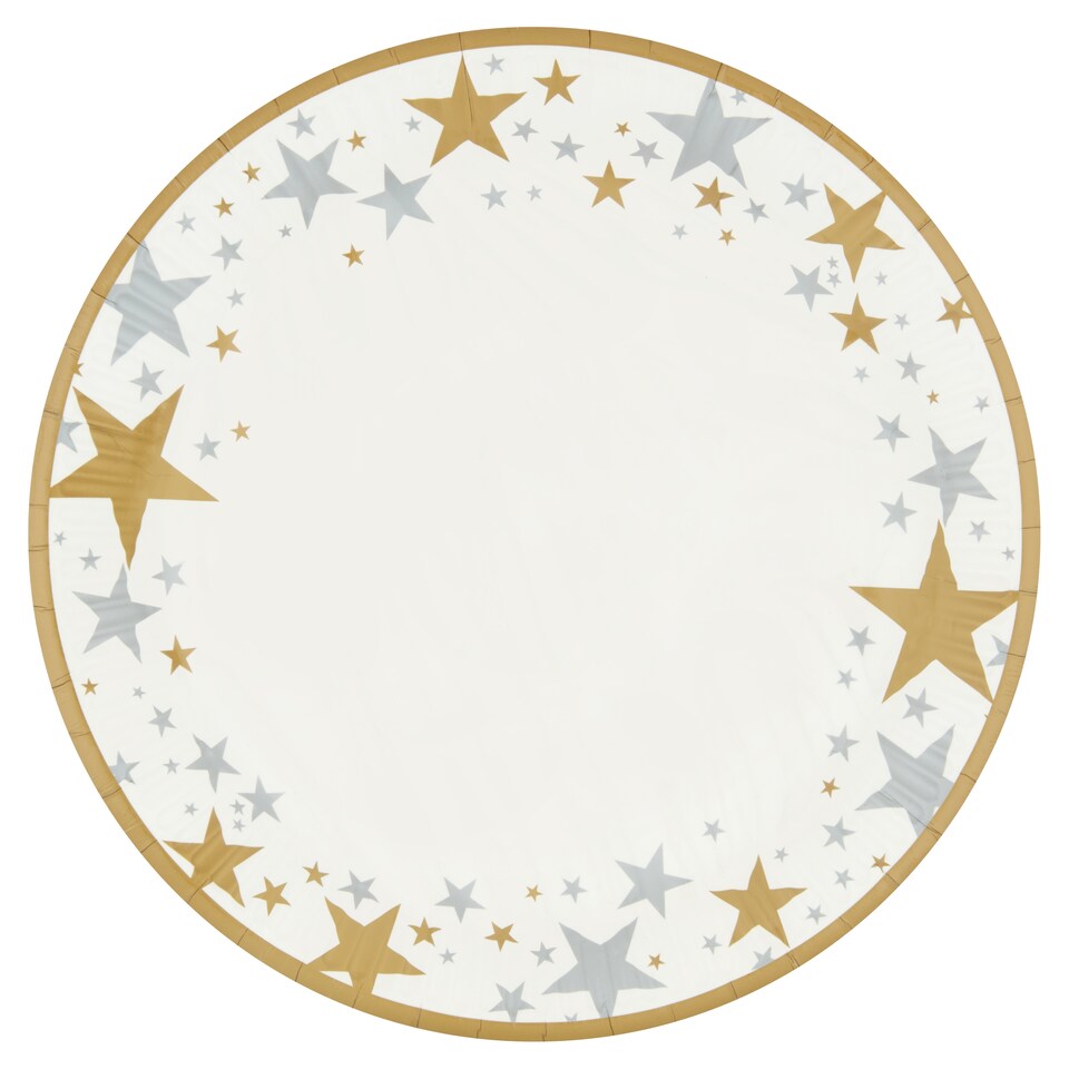 Tesco Gold & Silver Star 23Cm Plate