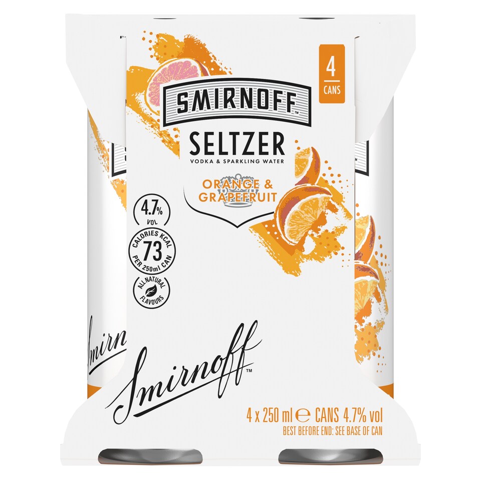 Smirnoff Seltzer Orange And Grapefruit 4 X 250Ml