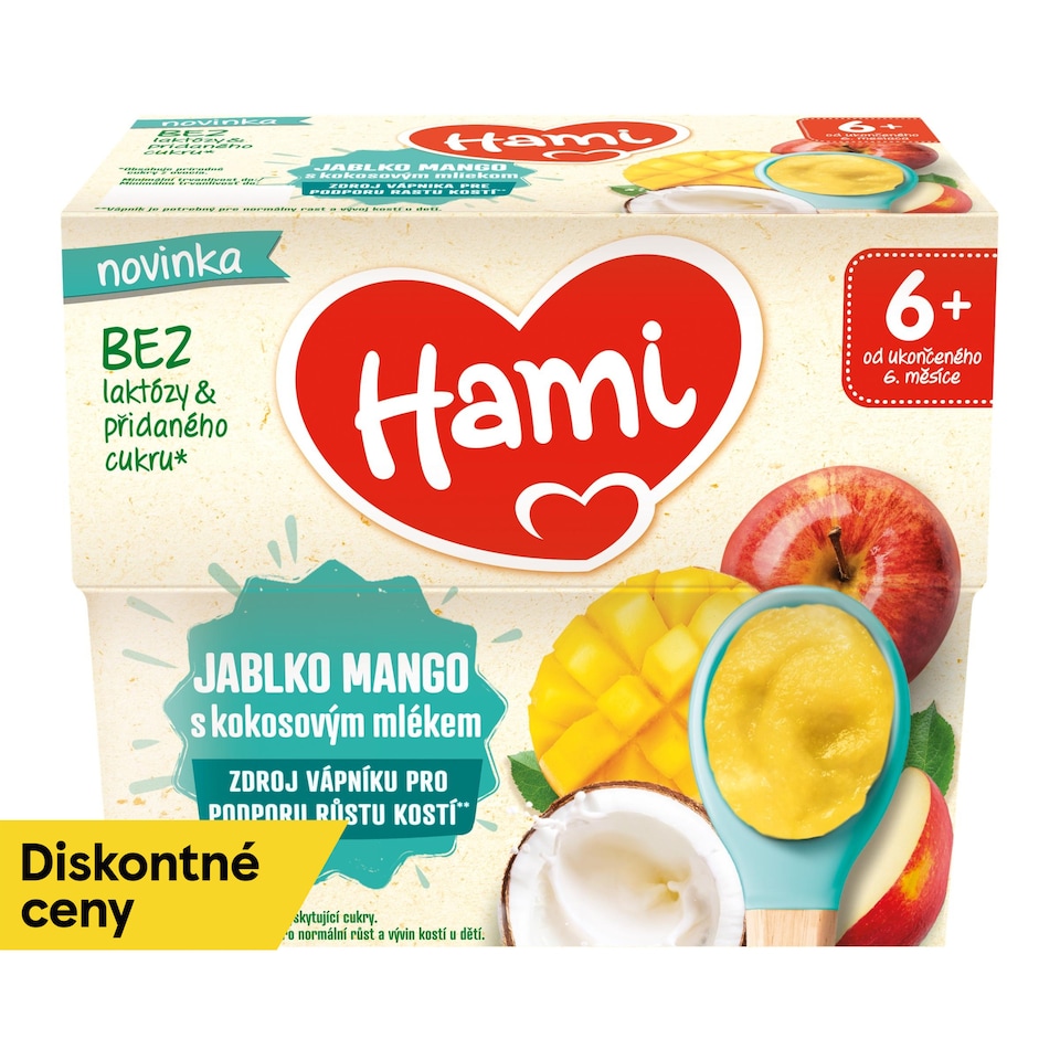 image 1 of HAMI Fruit Baby Food Apple Mango with Coconut Milk 4x95g