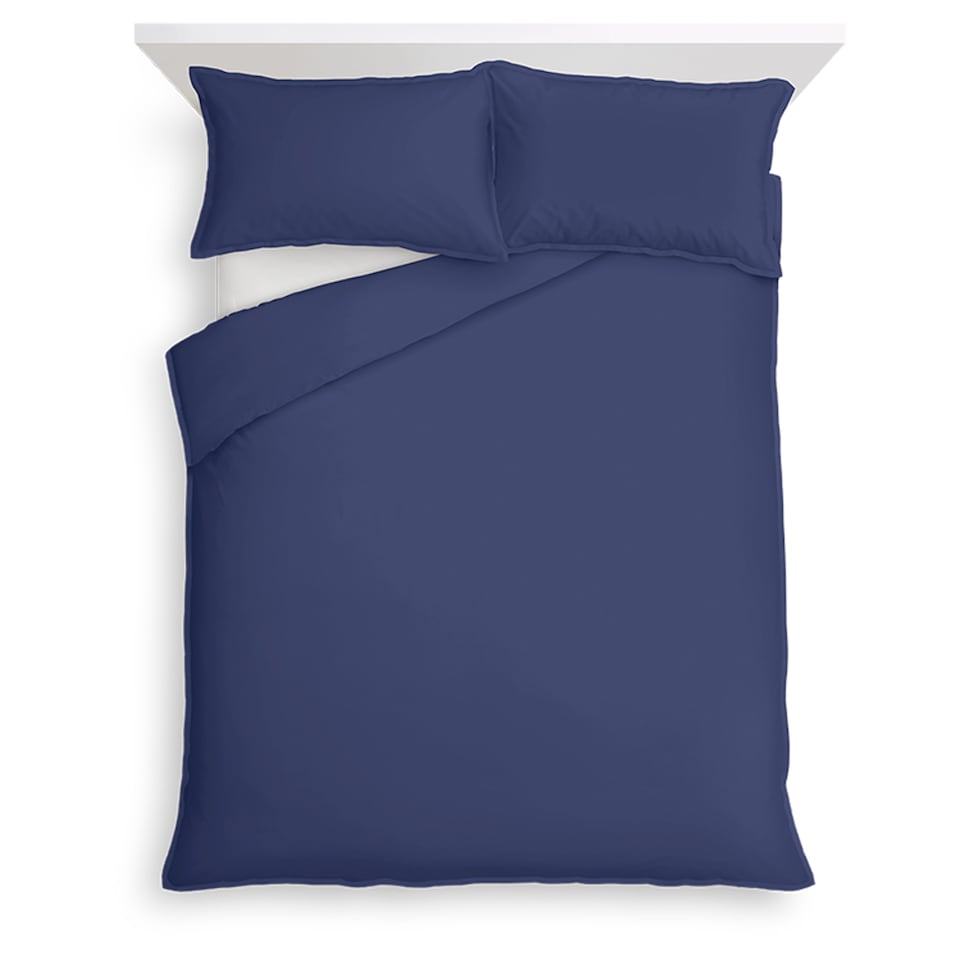 image 1 of Tesco Navy 100% Cotton Oxford Edge Duvet Set Double