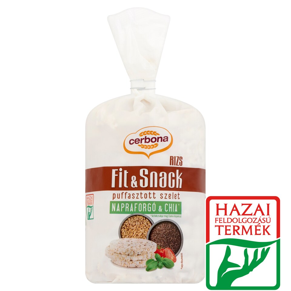 Cerbona puffasztott rizsszelet barna rizsből napraforgómaggal, chia maggal 90 g