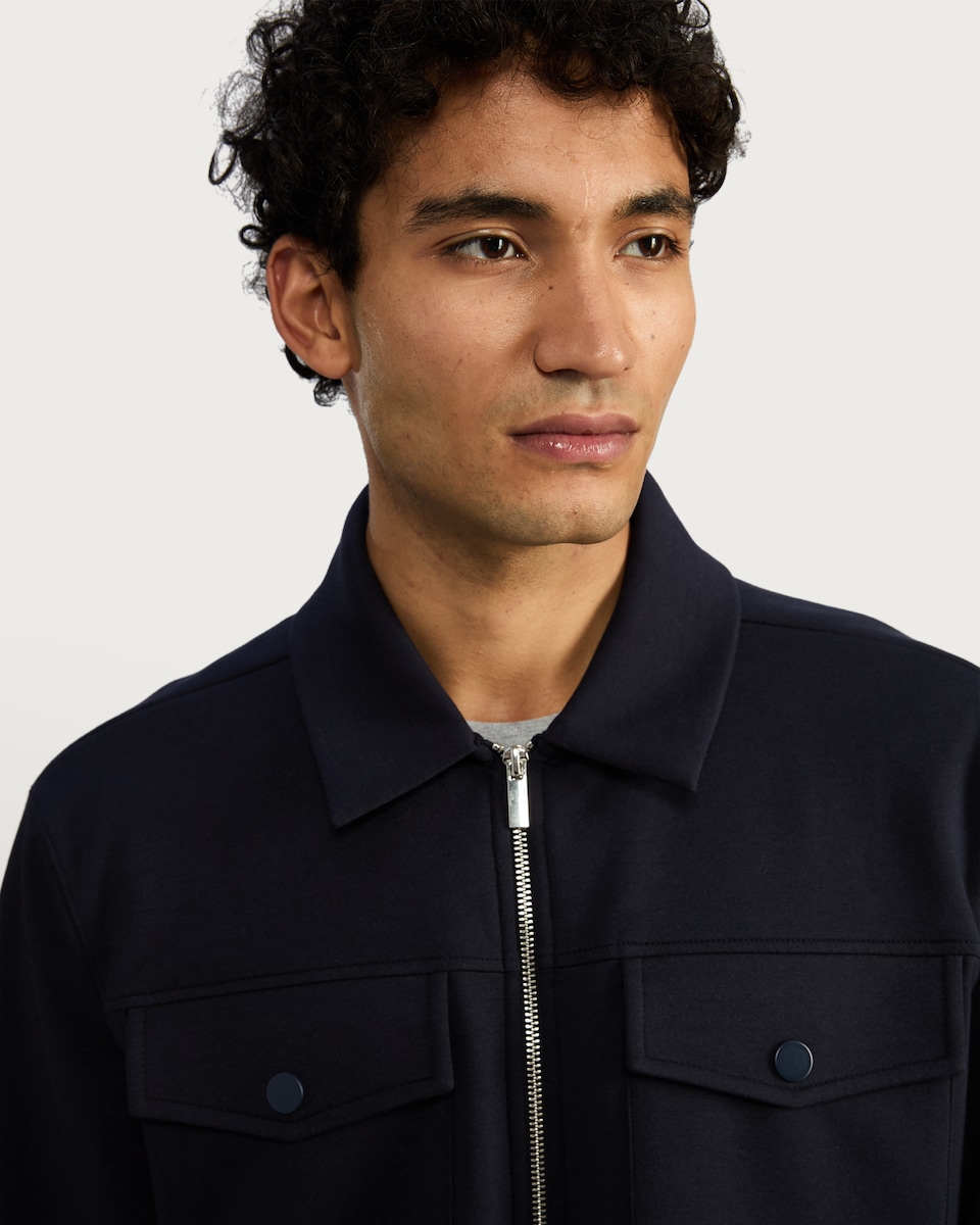 image 1 of The F&F Edit Cotton Rich Pocket Detail Shacket in Navy