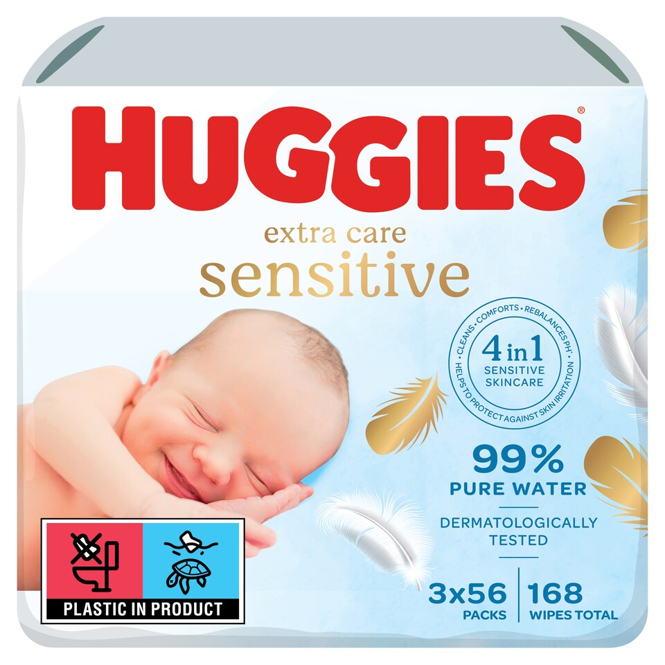 image 1 of Huggies Baby Wipes Pure Extra Care 56 X 3 Pack