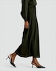 image 2 of F&F Satin Bias Cut Midi Slip Skirt in Green