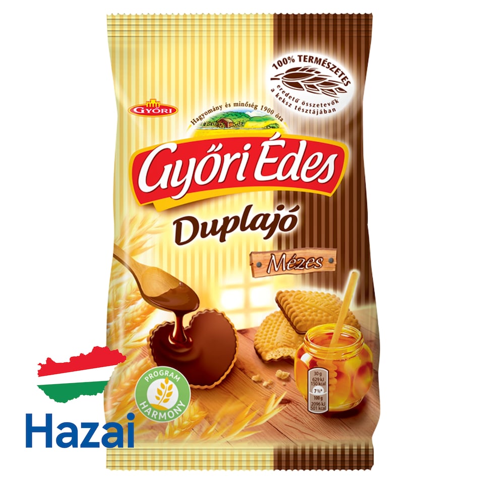 Győri Édes Duplajó Honey Biscuits Dipped in Cocoa Coating 150 g