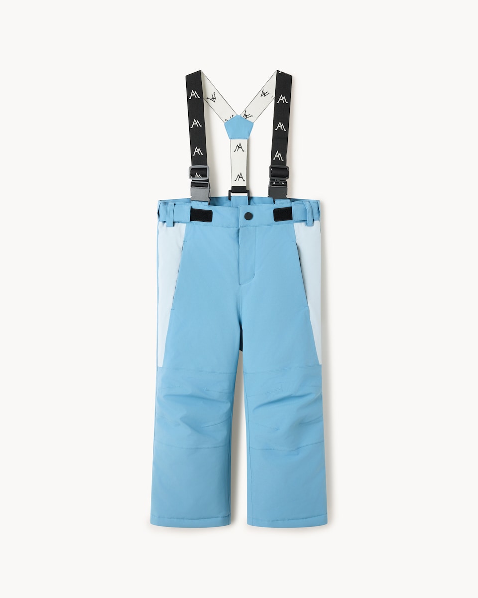 image 1 of F&F Boys Adjustable Strap Waterproof Trousers in Blue