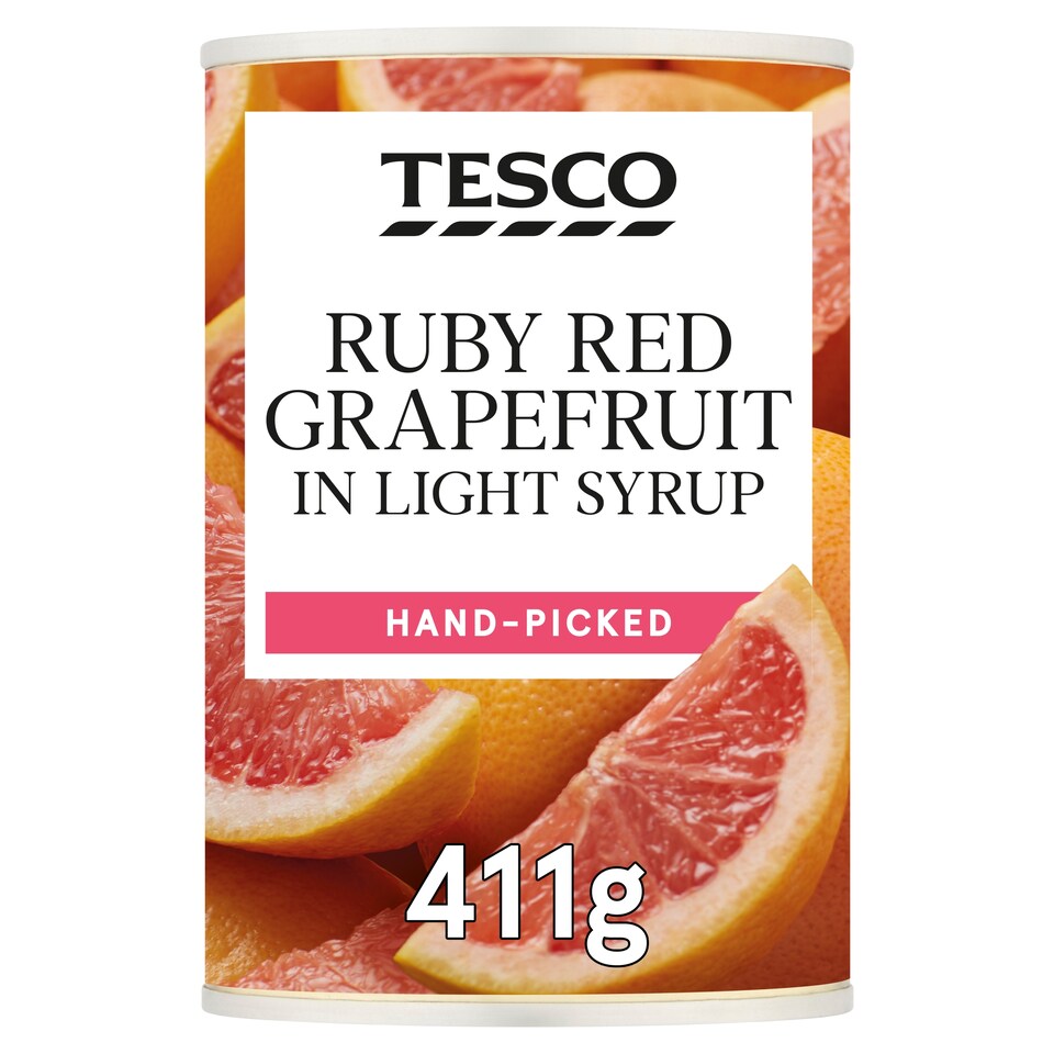 Tesco Ruby Red Grapefruit In Light Syrup 411G