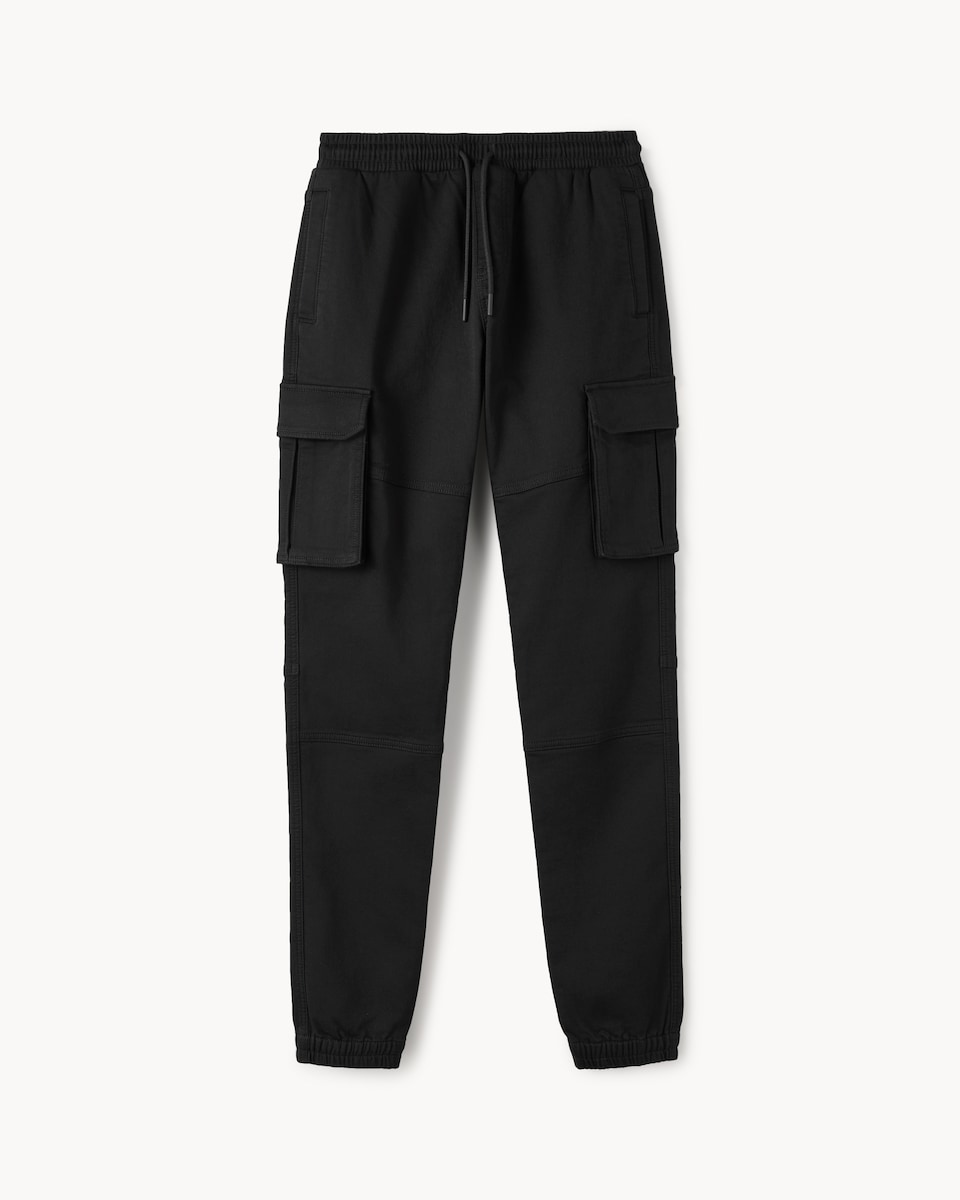 image 1 of F&F Cotton Rich Cuffed Cargo Joggers in Black