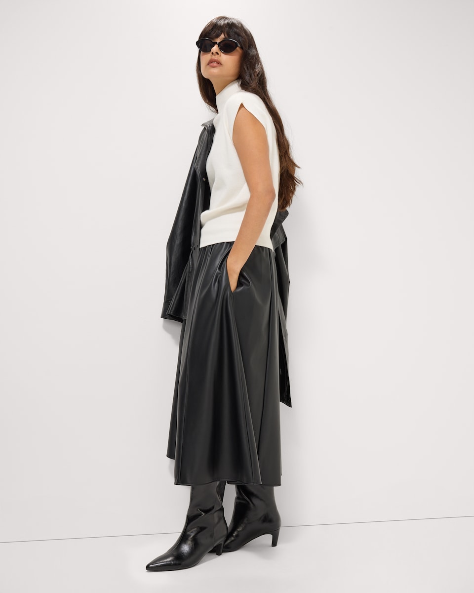 image 1 of F&F Polyamide Turtle Neck Vest in White