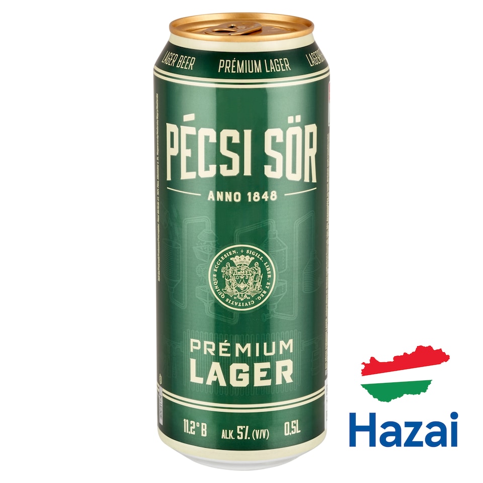 Pécsi Sör Prémium Lager bio minőségi világos sör 5% 0,5 l