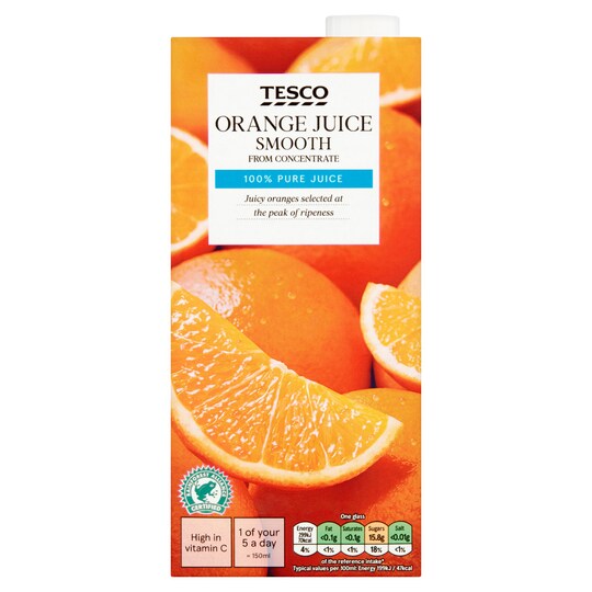 Tesco Pure Orange Juice Smooth 1 Litre Tesco Groceries