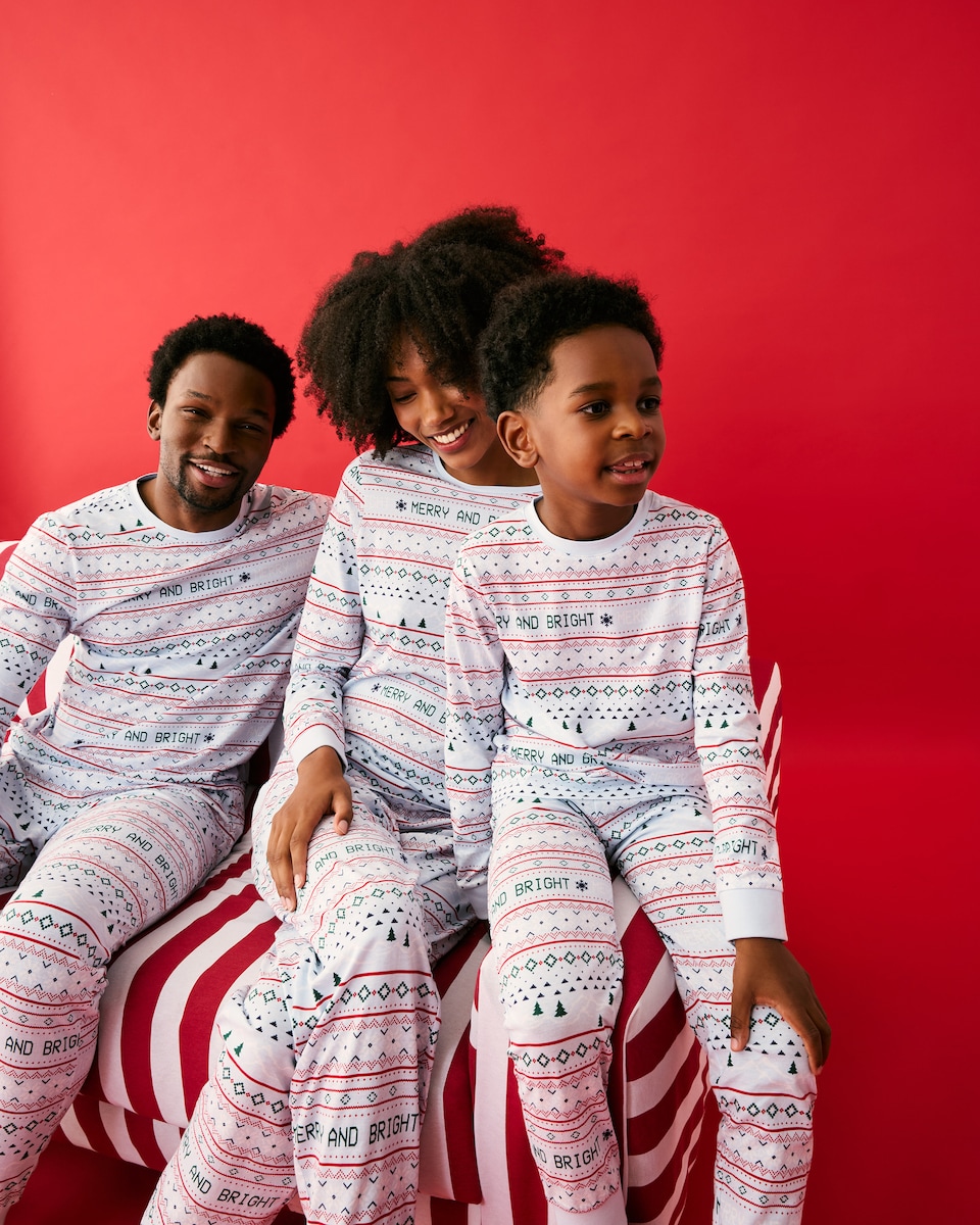 image 1 of Christmas Pure Cotton Fair Isle Matching Family Pyjama Set in Multi Blue