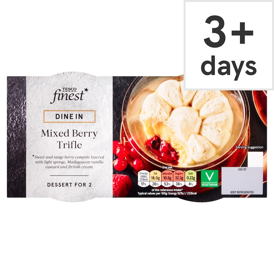 Tesco Finest Dine In Mixed Berry Trifles 2x150G