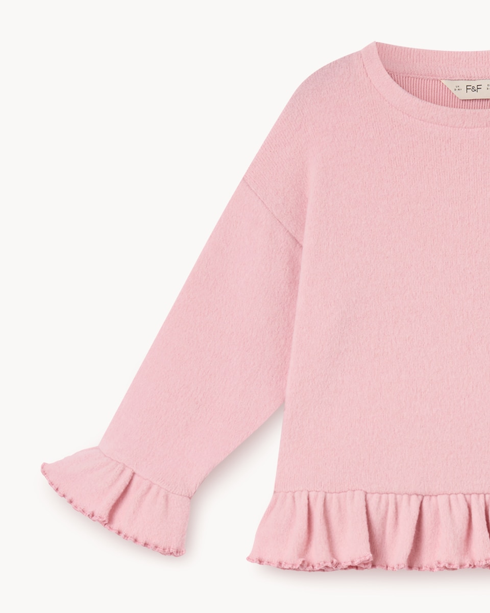 image 1 of F&F Girls Ruffle Trim Top and Trousers Set in Pink