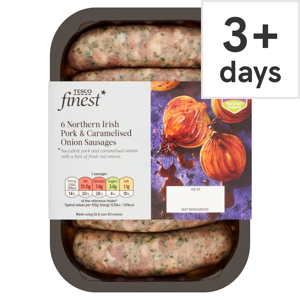 Ni Tesco Finest Pork & Onion Sausages 400G
