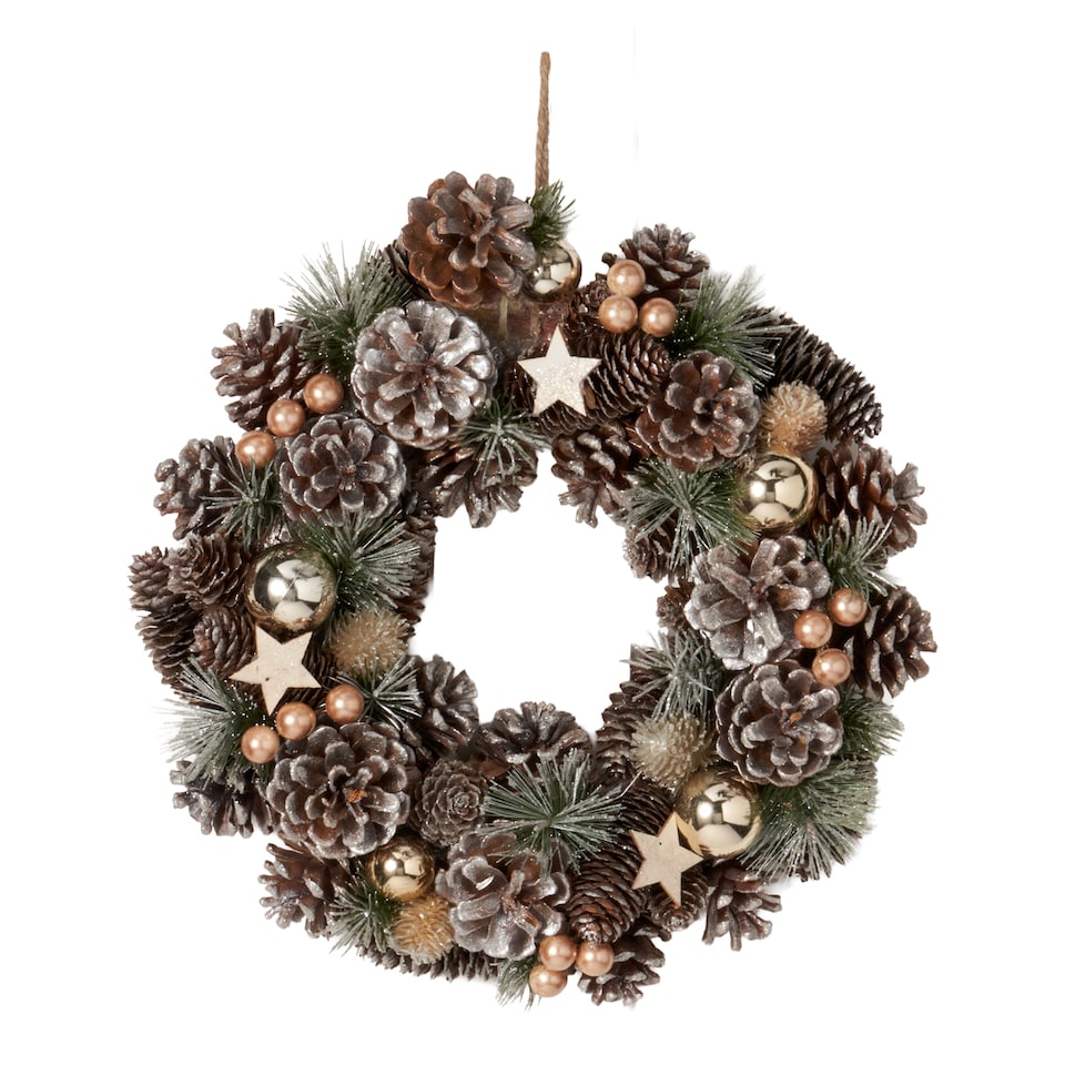 image 1 of Bayswood Gilver Wooden Wreath Christmas Decoration