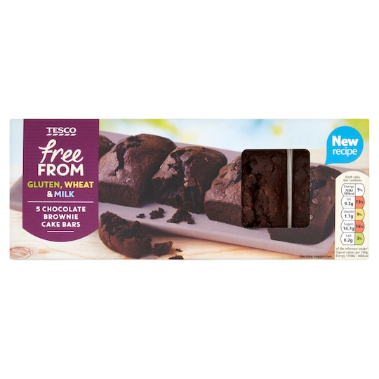 Tesco Free From Choc Brownie Cake Bars 5pk Tesco Groceries