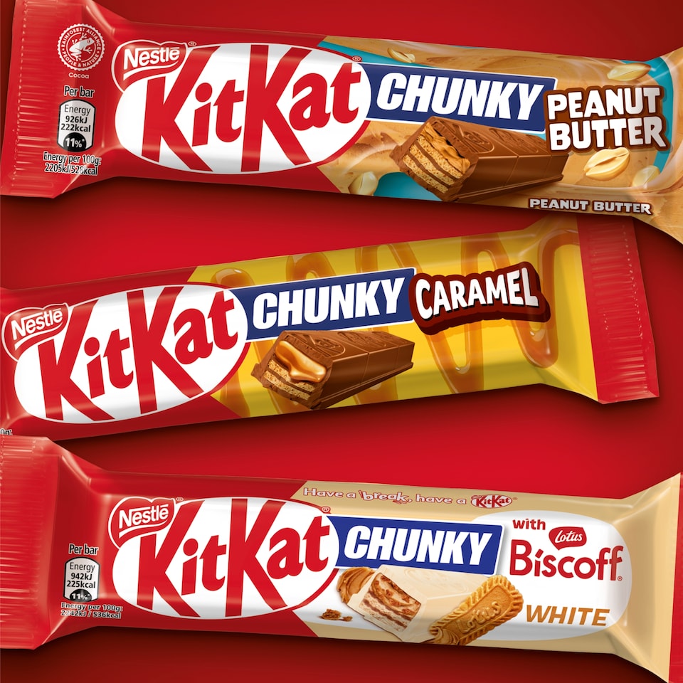 image 1 of Kit Kat Chunky with Lotus Biscoff White Chocolate Wafer Bars 4 x 42g