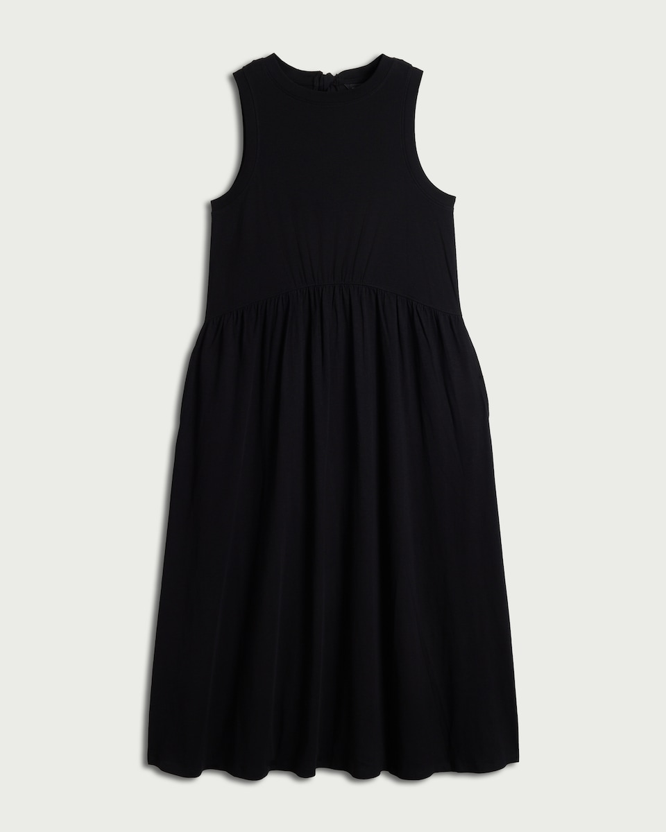 image 1 of F&F Cotton Rich Sleeveless Midi Dress in Black