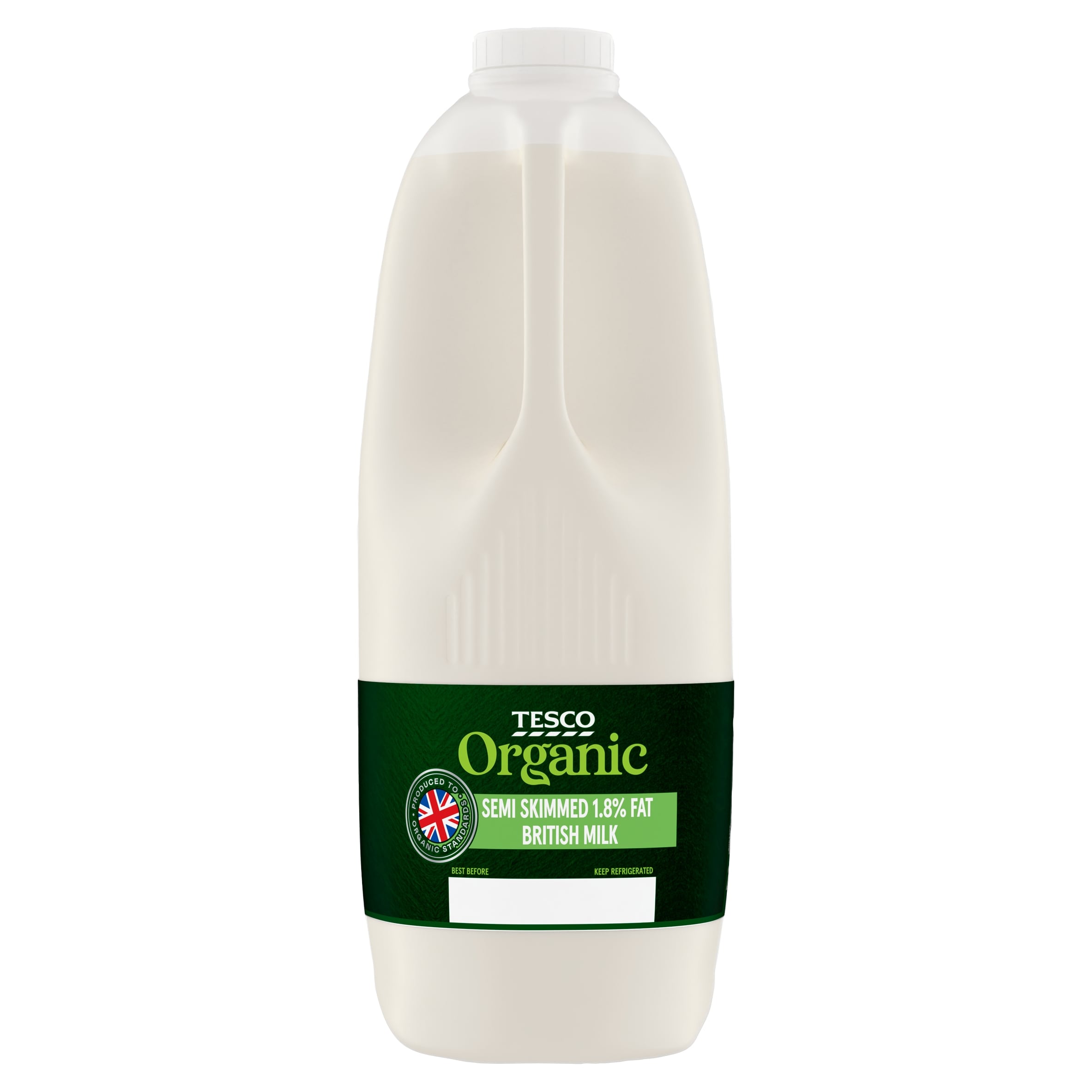 Tesco Organic British Semi Skimmed Milk 2.272L/4 Pints - Tesco