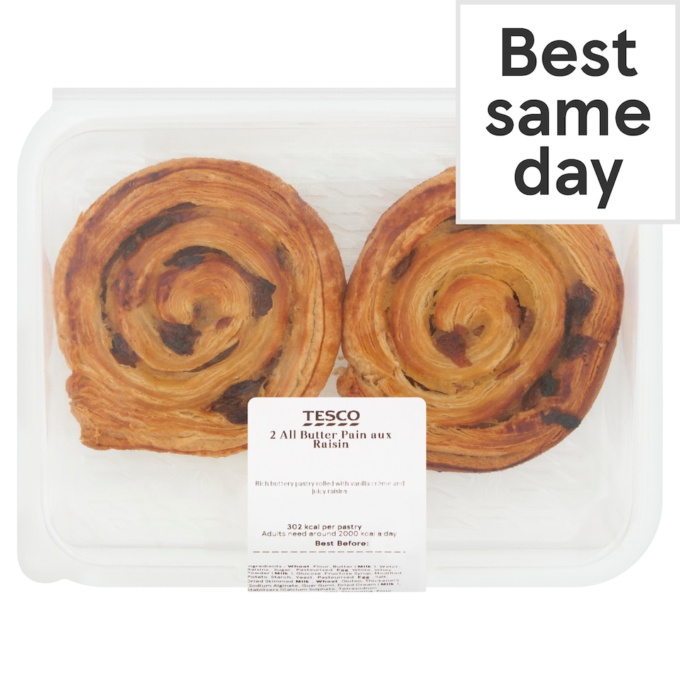 image 1 of Tesco All Butter Pain Aux Raisin Pastry 2 Pack