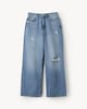 image 5 of F&F High Rise Wide Leg Ripped Jeans in Navy