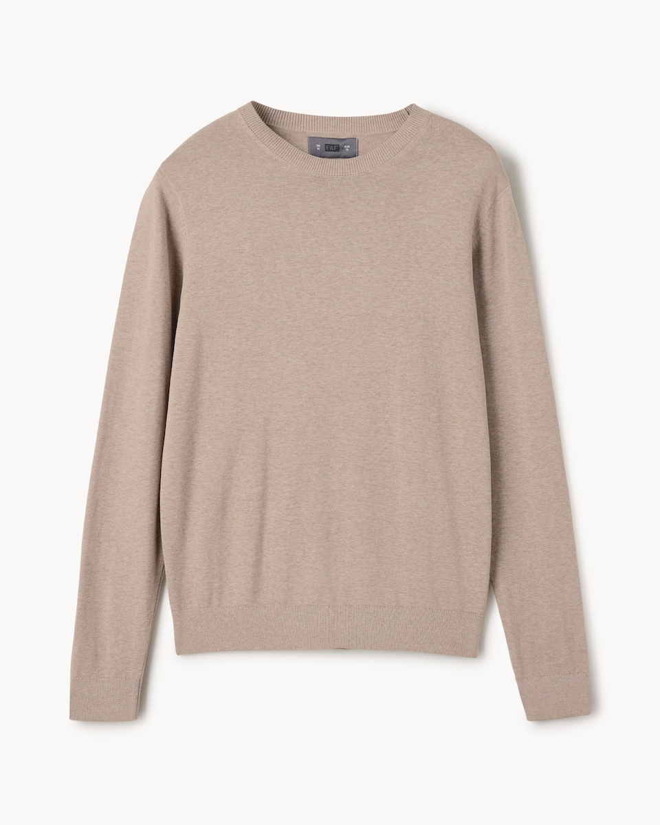 image 1 of F&F Pure Cotton Crew Neck Jumper in Neutral