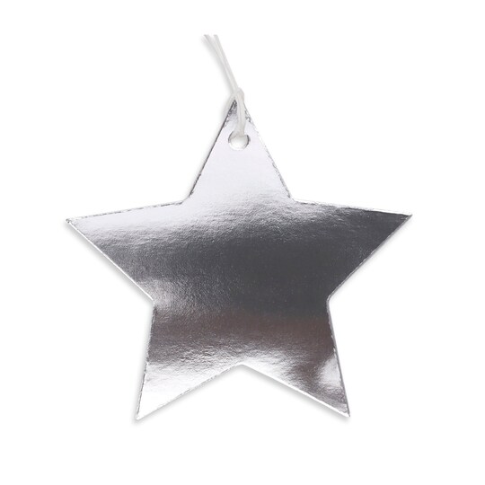 Tesco Silver Foil Star Tags 5 Pack