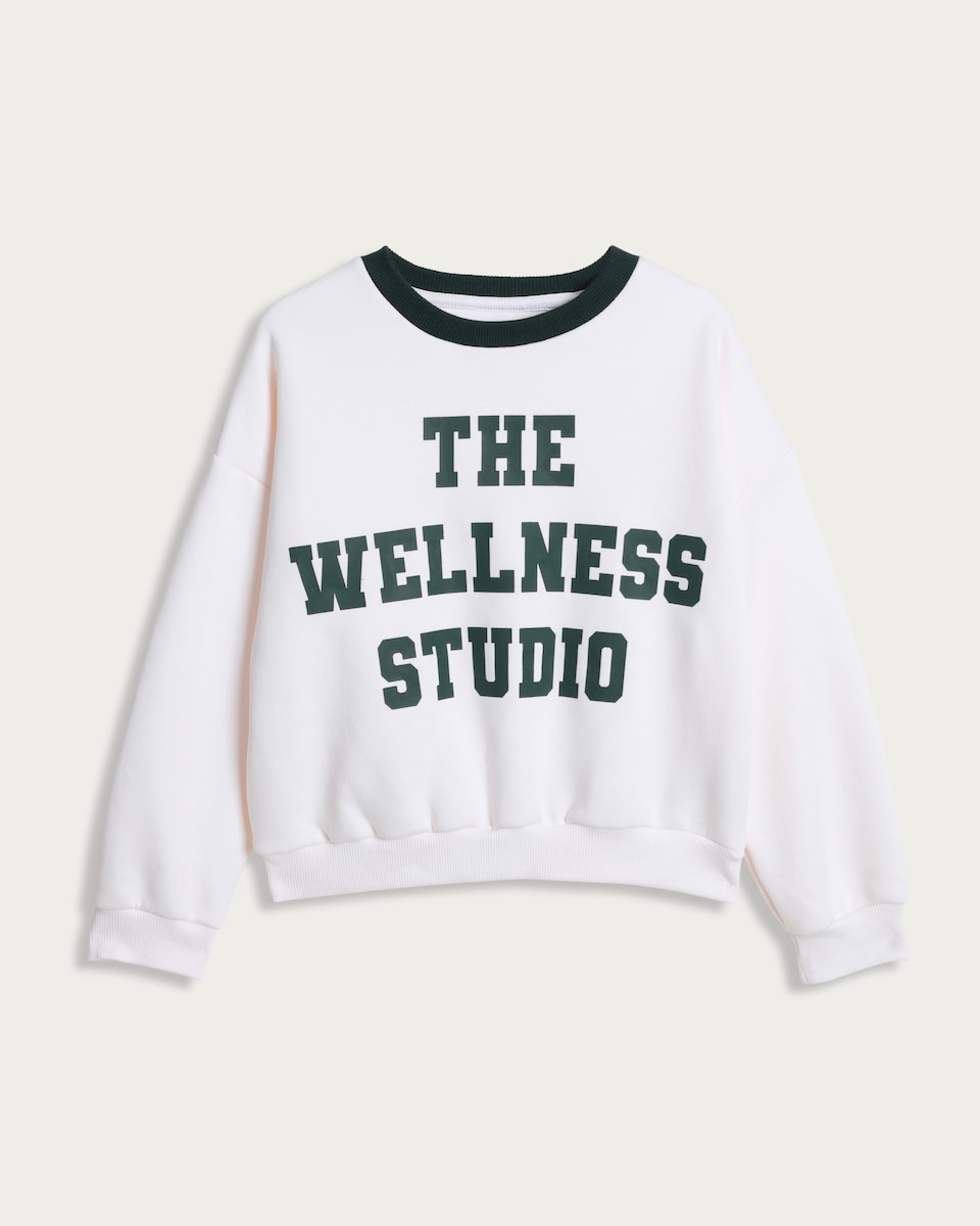 F&F Girls Active Cotton Rich The Wellness Studio Slogan Sweatshirt in White