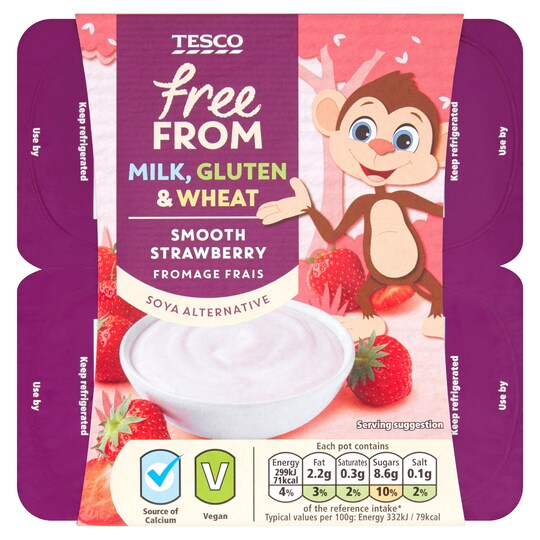 Tesco Free From Strawberry Soya Fromage Alt4x90g