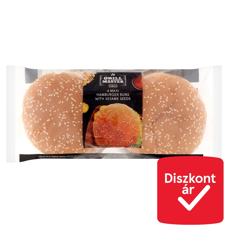 Grill Master szezámmagos hamburger zsemle 4 x 82 g (328 g)