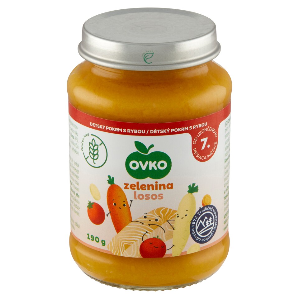 OVKO Dojčenský príkrm zeleninová zmes s lososom 190 g