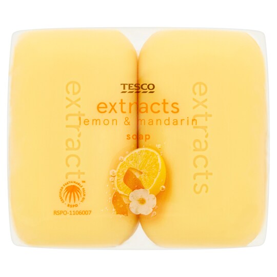 Tesco Extracts Lemon & Mandarin Soap 4X125g Tesco Groceries