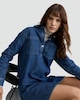 image 2 of F&F Pure Cotton Collared Denim Shirt Dress in Navy
