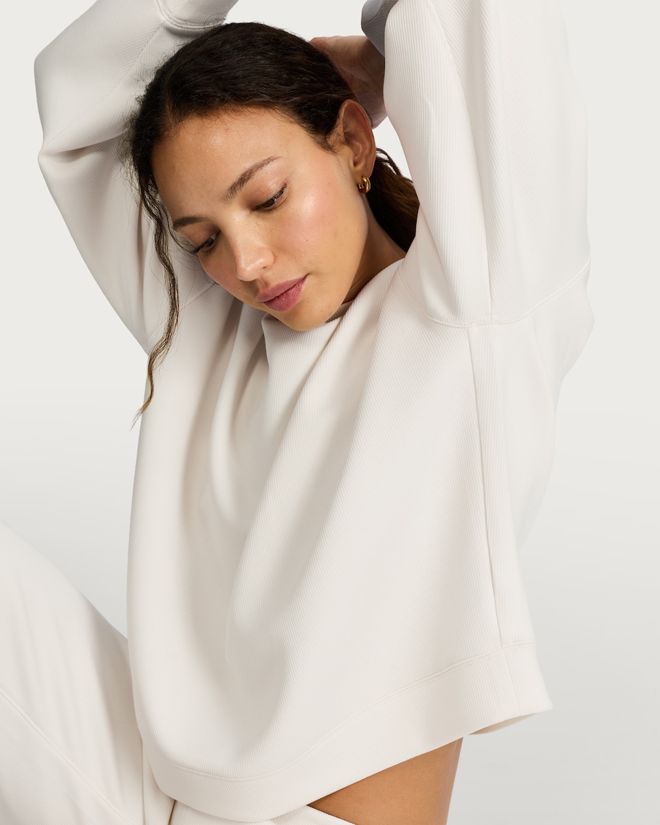 image 1 of F&F Active Ribbed Sports Sweatshirt in Cream