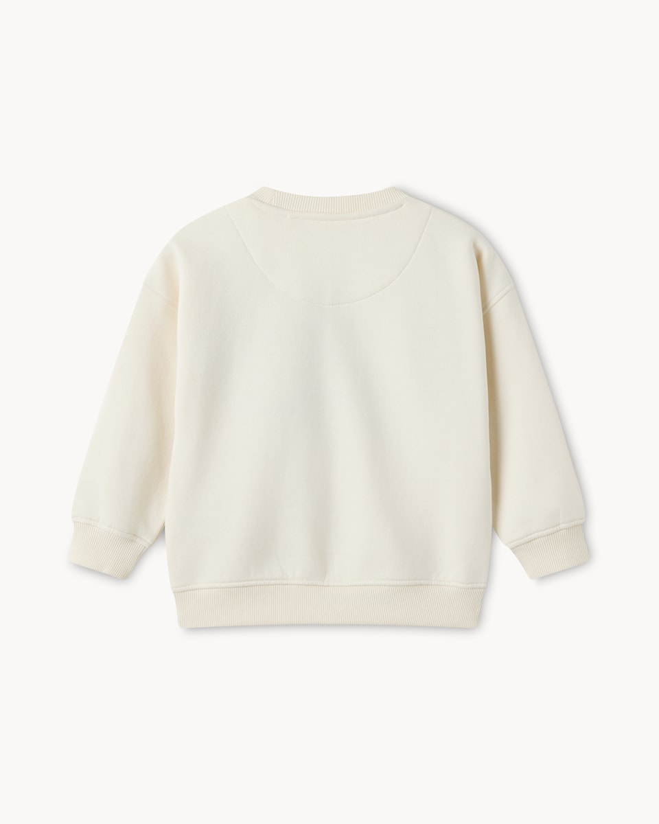image 1 of F&F Girls Cotton Rich Halloween Pumpkin Sweatshirt in Cream