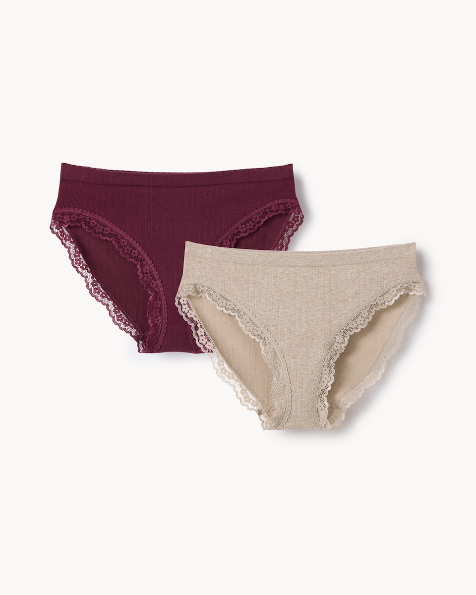 image 1 of F&F 2-Pack Cotton Blend High Leg Knickers in Multi