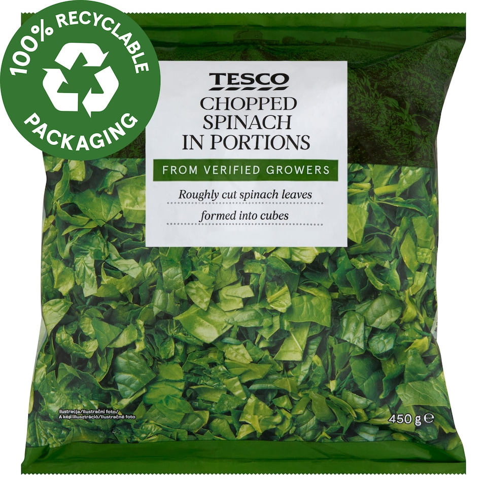 Tesco gyorsfagyasztott aprított spenót adagok 450 g