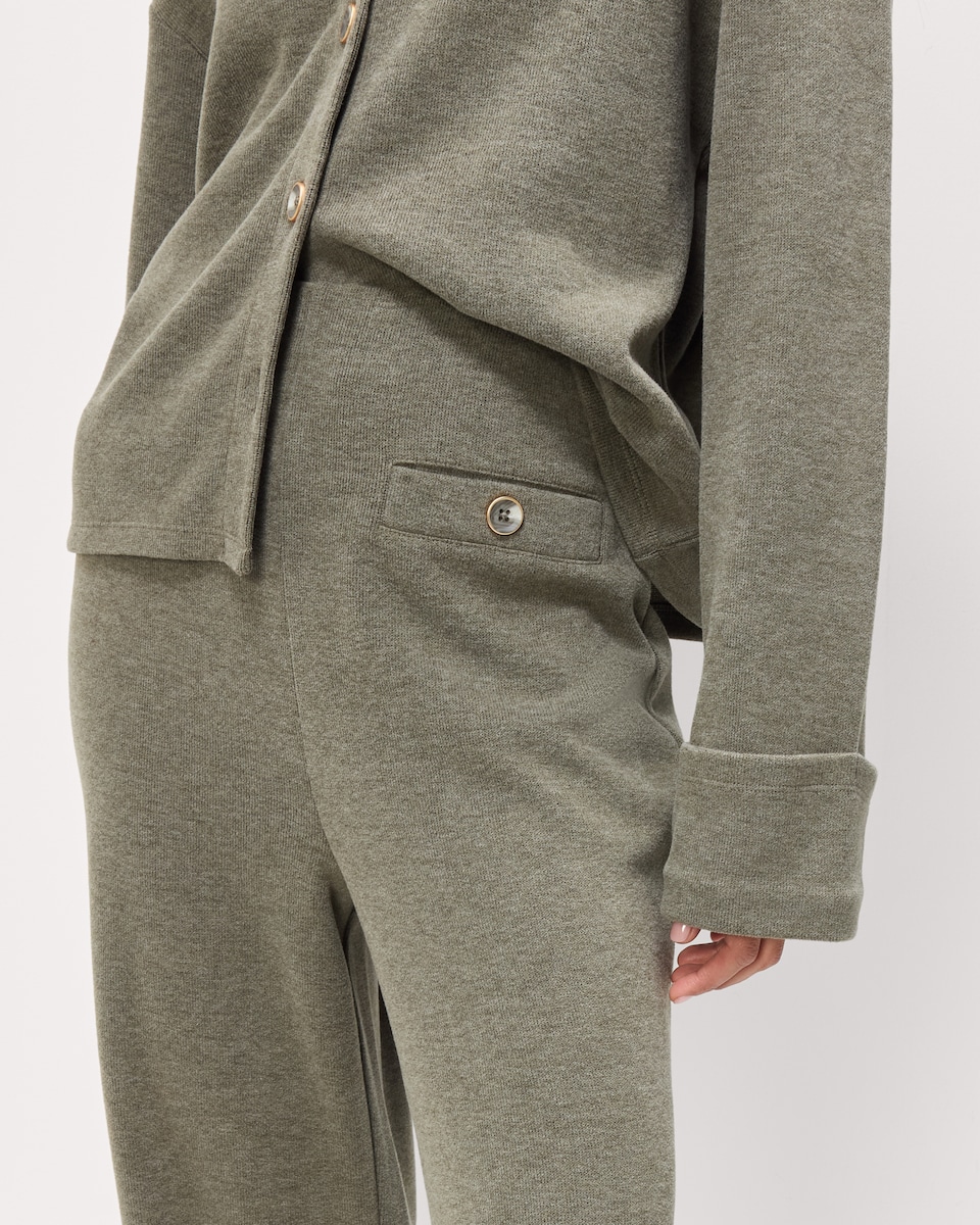 image 1 of F&F Textured Wide Leg Trousers in Olive