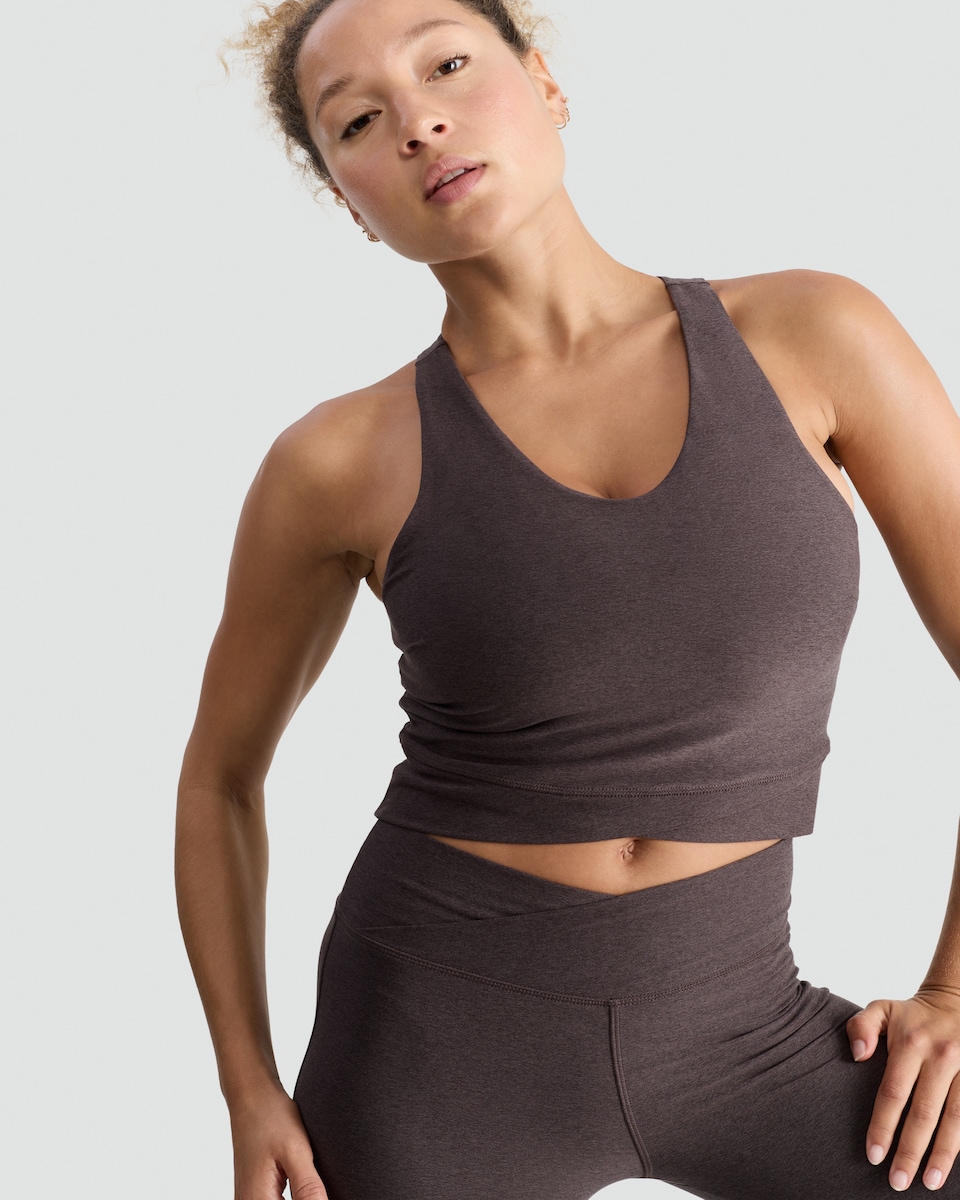 image 1 of F&F Active Twist Front Yoga Top in Brown
