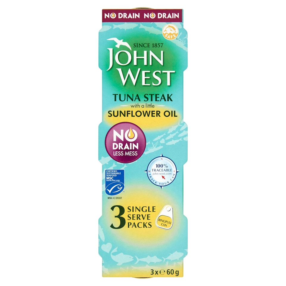 John West Limited No Drain Tuna Steaks In Oil 3X60g