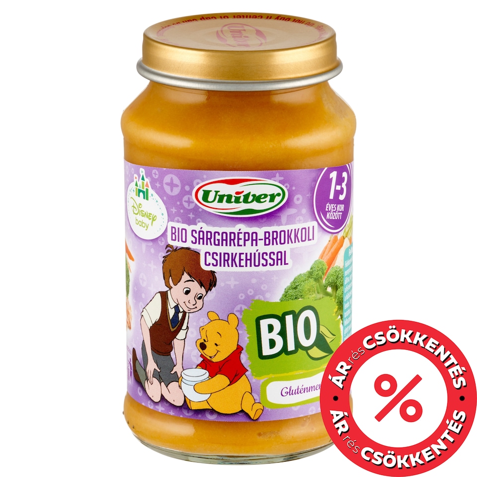 Univer Disney Baby bio sárgarépa-brokkoli csirkehússal bébiétel 12 hónapos kortól 220 g