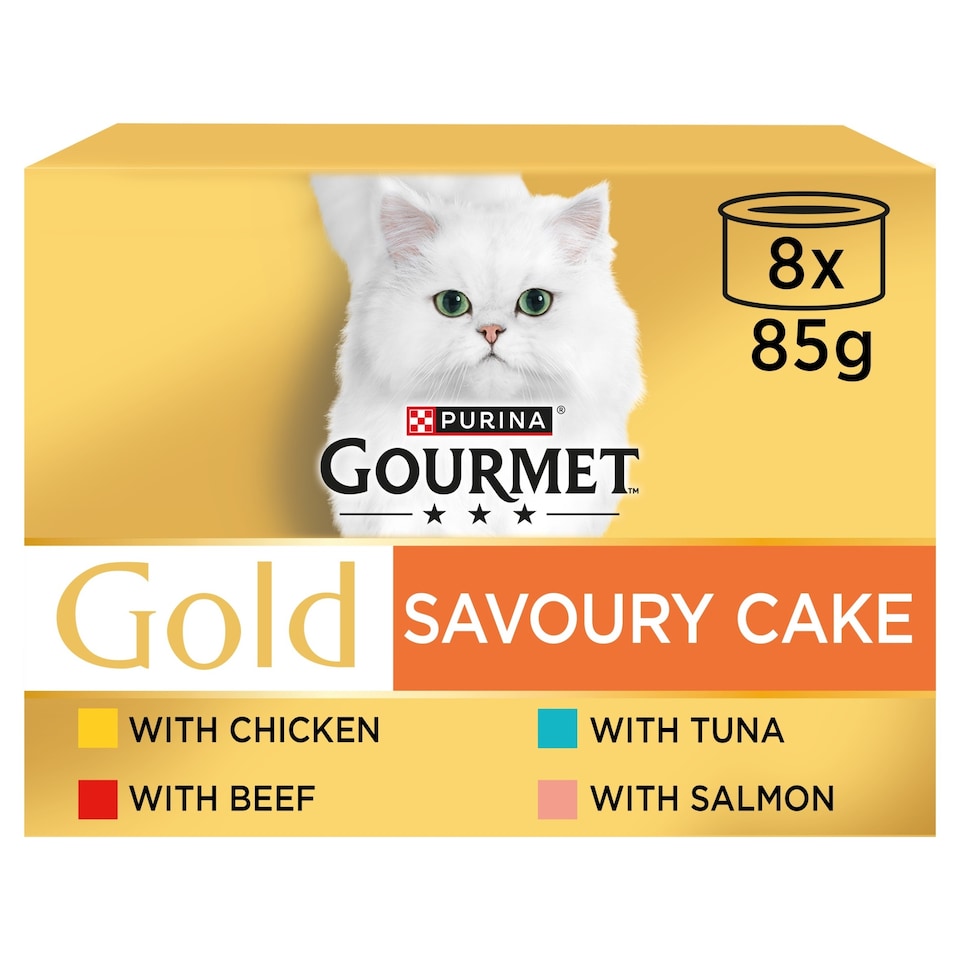 image 1 of GOURMET Gold Savoury Cake Meat and Fish Variety Wet Cat Food 8x85g