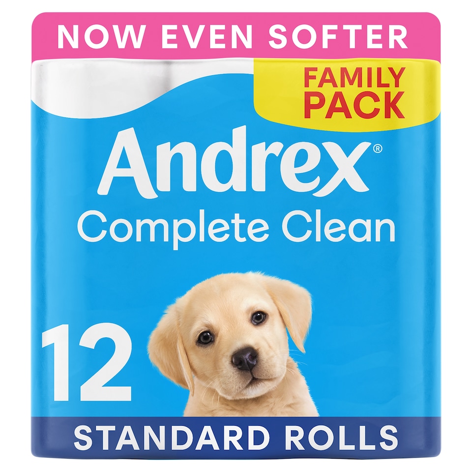 image 1 of Andrex Complete Clean Toilet Tissue 190 Sheets 12 Rolls
