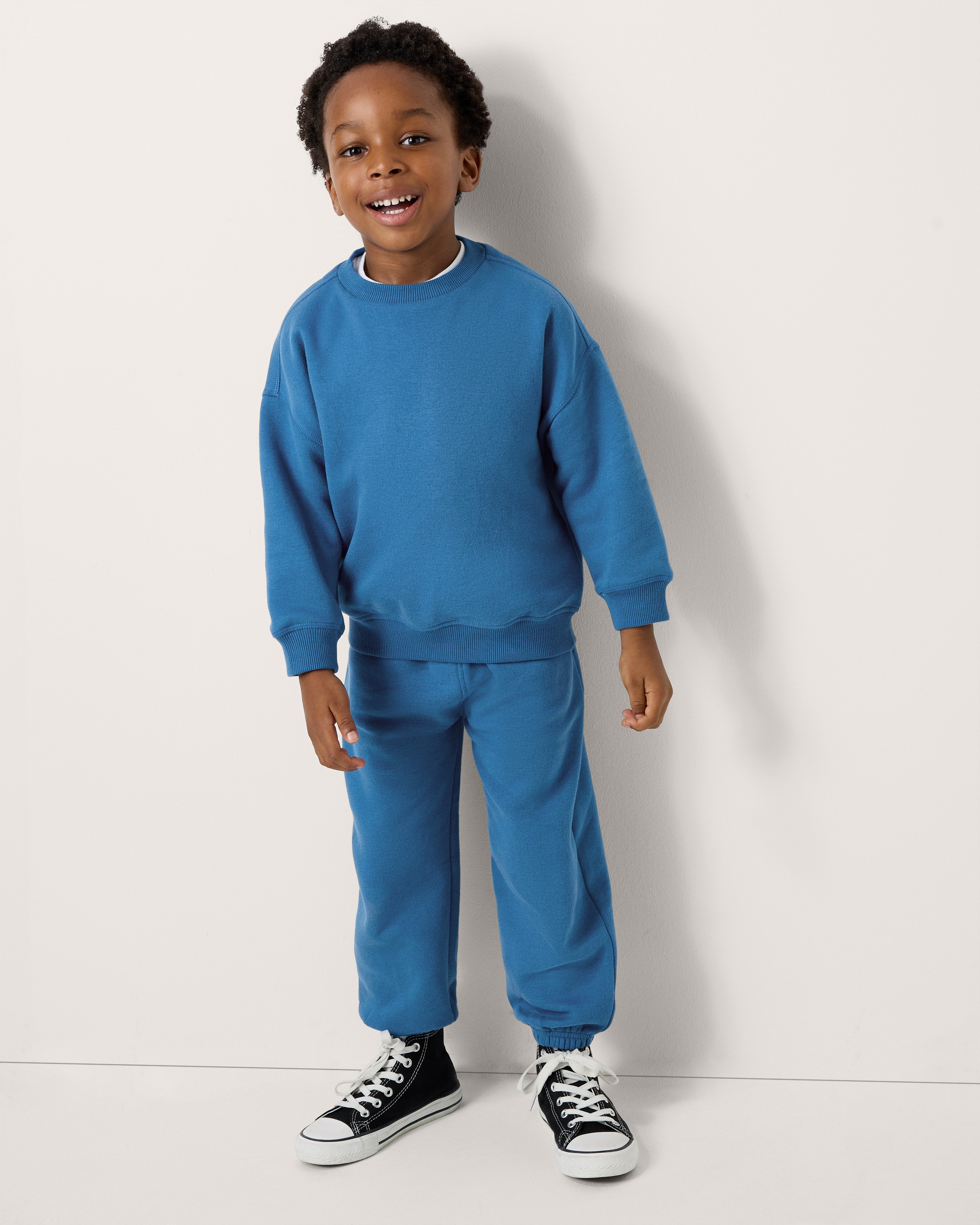 F&F Boys 2-Pack Cotton Rich Sweatshirt and Joggers Set in Blue