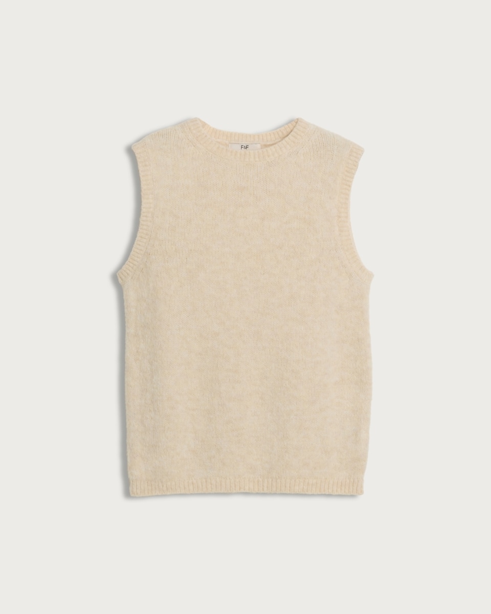 image 1 of F&F Knitted Sleeveless Vest in Stone